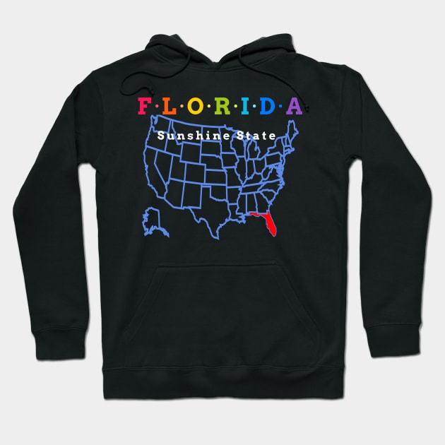Florida, USA. Sunshine State - With Map Hoodie by Koolstudio